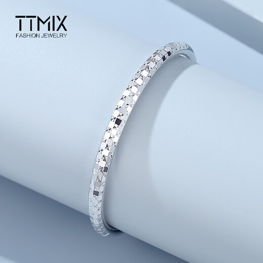 TTMIX sparkling round platinum bracelet for women pt950 platinum push-pull bracelet, fashionable and elegant bracelet for girlfriend, weight 24.51g, width 5.3mm