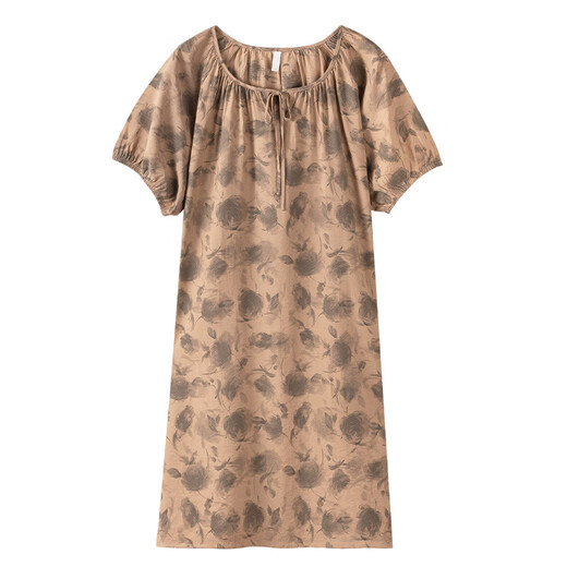 In der Nähe der anderen Seite des Nachtrocks für Frauen Pyjamas gewebte Baumwolle Gaze reine Baumwolle All-Cotton-Sommer-Sommer-Kurzärärmel-Lose-großer Kleid LZ6219 M Empfohlen 80-105jin [Jin gleich 0,5 kg]