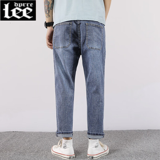 Lee DPRRE Summer Fatty Big Size Jeans Jeans Thin Elastic and Fat Plass Loak Fashion Brand Маленькие ноги гаремы Мужчины 9903 светло-голубой девять очков, высокий человек, не подходящий 32