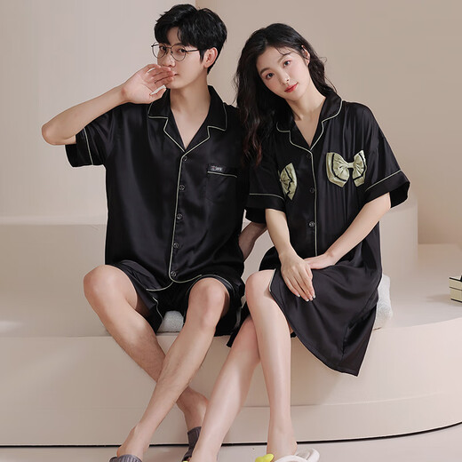 Fuxin Kang Bingsi Ehepaar Pyjama Herren Sommer Kurzarmanzug Dünne kühle Schlinge Nachtkleid Frauen lässige Hausbekleidung GLQ-6210 m-Frauen [High 155-162-Gewicht 85-100]
