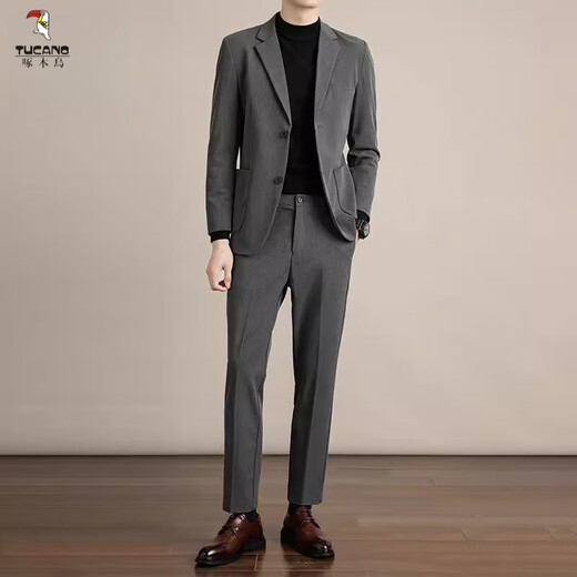 Woodpecker (TUCANO) 2025 new formal suit men's spring and autumn business casual suit tailored versatile suit brown trousers suit suit + trousers M recommended 95-115Jin Jin equals 0.5 kg