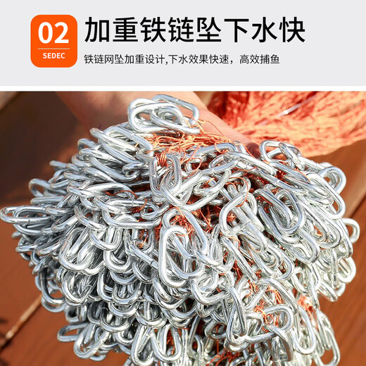任鸟飞手抛网撒网铁链美式易抛渔网打渔网旋网抡网捕鱼轮胎线飞盘3.0米