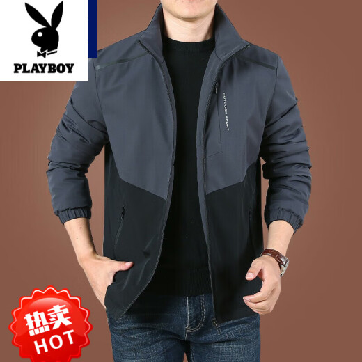 花花公子（PLAYBOY）男士加绒外套秋冬季2024新款休闲夹克男衣服男装春装上衣宽松加厚 9896[军绿黑]不加价 加绒 4XL