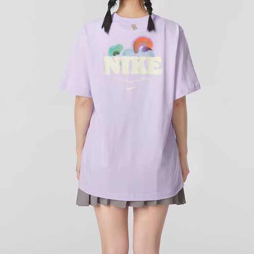 NBA NIÑOS. Nike Nike 'Sports' Pure Cotton Cotton Training Sports Training Loose Casual Camiseta de manga corta HF6180 Caída Nike-Lotus Purple L X 140Jin [Jin equivale a 0.5 kg]