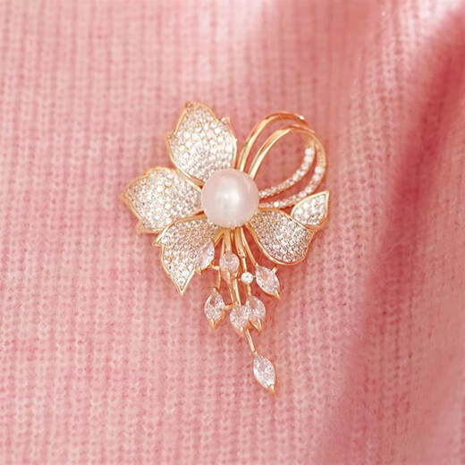 Feiyu A2025 new flower brooch women's corsage high-end exquisite fashion luxury temperament high-end light luxury with suit flower brooch + blue gift box