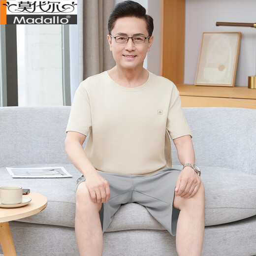 莫代尔纯棉睡衣男士短袖短裤夏季薄款2025新款中老年爸爸大码家居服套装 13601#浅绿色 纯棉短袖短裤 2XL 【建议140-160斤】