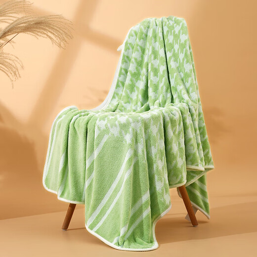 Children's bath towel coral velvet larger thickened jacquard houndstooth towel towel absorbs water soft and quick-drying adult 9214-yellow 90*170cm 1 piece