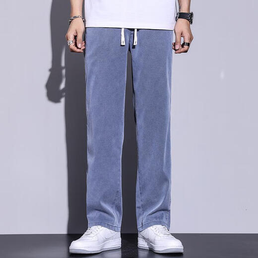 Pantalon à jambes larges de la soie de glace d'été Pantalon décontracté pour les hommes denours lâches hommes printemps et d'été minces de sol pantalon décontracté en 1048 gris m
