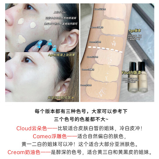 Zelens Cloud Color Zelens Liquid Foundation Age Diamond Skin Care Foundation Control de aceite y larga duración de la luz de agua de agua Color de la piel seca Cloud (blanco) 1 pieza 30 ml