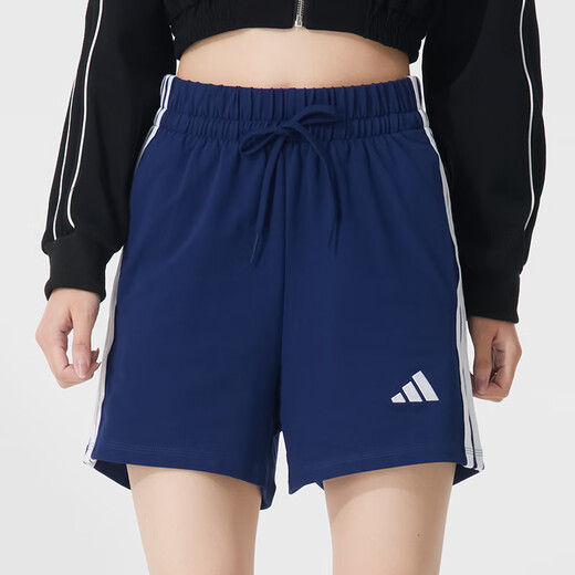阿迪达斯（adidas）运动套装女 2025夏季新款时尚渐变logo短袖T恤针织短裤休闲两件套 汉玉白+蓝色 XL