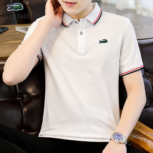 Katile Crocodile Polo-Shirt Herren kurzärmeliger Sommer neuer Stil mittleren und jungen Menschen trendy losen Revers Polo Top 6636 Black 3xl (155-170jin [Jin ist gleich 0,5 kg])