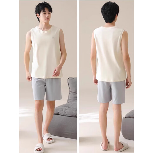 俞兆林背心男士睡衣纯棉夏季无袖坎肩薄款家居服夏天运动可外穿套装 NSWR-藕色13658 （百分百纯棉） L 男【推荐95-125斤】