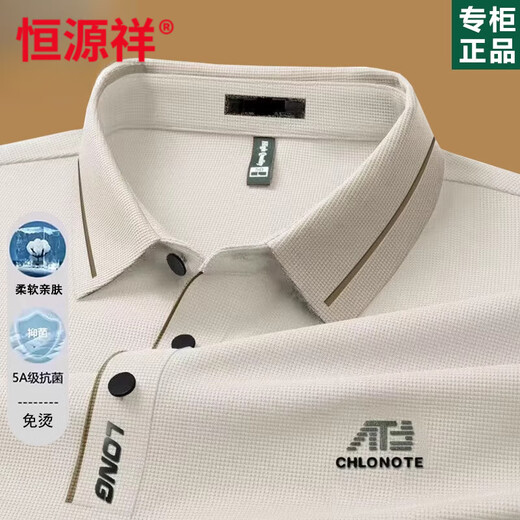 恒源祥T恤男休闲男士长袖恤2025春秋薄款中年爸爸翻领打底衫秋装上衣 16823浅绿 M 165【建议-120斤】