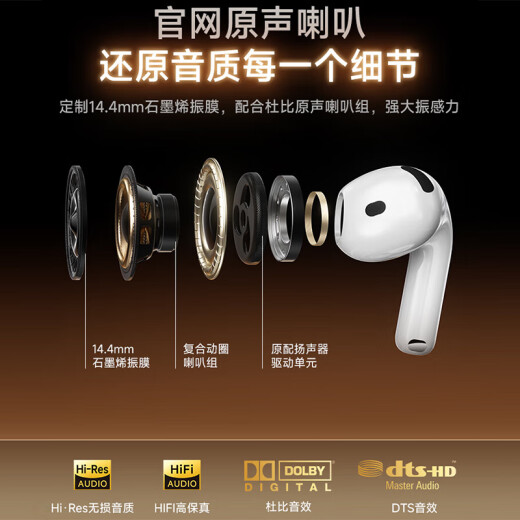 华色【官网直营正品丨顶配Air4降噪版】 华强北蓝牙耳机真无线半入耳式第五代适配苹果iPhone16/15Pods 【原版正装全功能降噪版】 主动降噪+空间音頻+三真电量