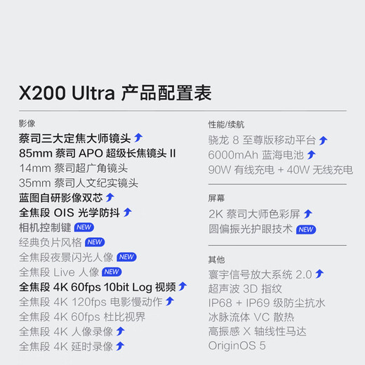 Vivo X200 Ultra 16GB+512GB Silver Tune de las tres principales lentes maestras de enfoque fijo Imagen autodesarrollada de la cámara dual Cámara V única teléfono móvil AI Teléfono móvil