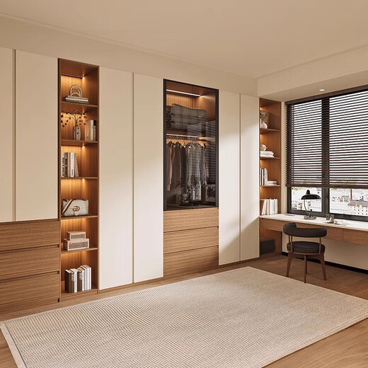 Sofia's whole house custom-made wardrobe, bedroom furniture, custom-made large wardrobe, light luxury cloakroom, flat door wardrobe storage cabinet, deposit (photos will be taken first for auction)