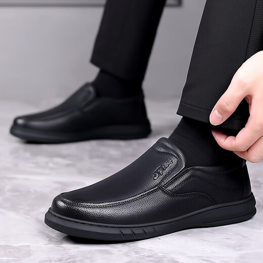 Yierkang Prince 2025 Nouvelle couche supérieure Chaussures célibataires décontractées pour hommes Douyin Source Généreuse Chaussures pour hommes en cuir Soft Face Agents d'âge moyen et les chaussures de papa âgées wenzhou chaussures en cuir ls6627 à lacets noirs 38