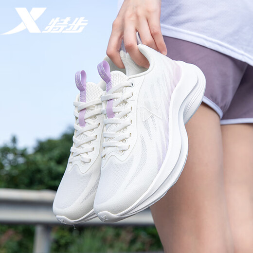 
Xtep women's shoes, sports shoes, women's summer mesh breathable soft sole running shoes, lightweight and versatile wear-resistant women's casual shoes, sail white/snow-green purple/flax sugar powder [Shop manager's recommendation] 37