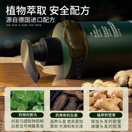 OSXE德国进口原料何首乌洗发水侧柏叶黑灵自然植萃滋养控油去屑2瓶装