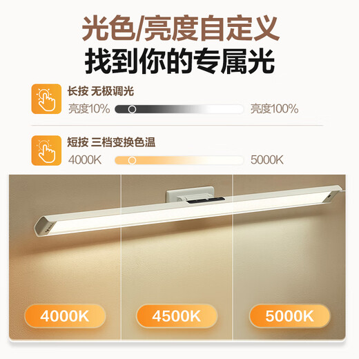 Bull (BULL) wall-mounted eye protection cool lamp full spectrum student reading and learning dormitory lamp magnetic upgrade buckle desk lamp AAAA level 60cm/16w stepless dimming official national standard RG0 anti-blue light non-stroboscopic bedside lamp