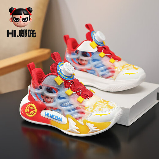 Nezha Sneakers Jungen Sommer 2025 Neue Kinderbasketballschuhe Mesh atmungsaktiven Jungen Anti-Rutsch-Laufschuhe 9763 Nezha Red [Mesh atmable] 32