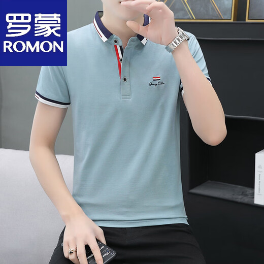 罗蒙2025夏季翻领短袖休闲Polo衫男士潮牌商务修身半袖体恤棉衬衫领 Q675粉色 L 帅气