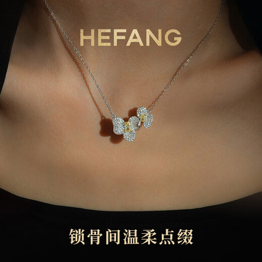 HEFANG He Fang Jewelry Cube Sugar Orchid Clavicle Chain Necklace Women's Light Luxury High-end Birthday Gift for Girlfriend Silver