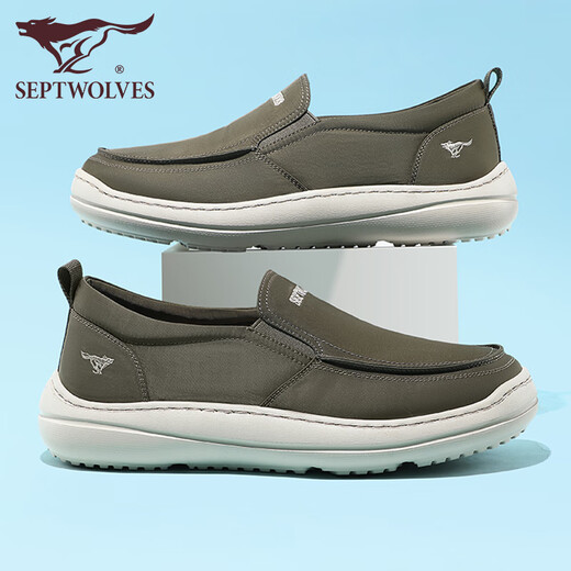Sieben Wolf -Männerschuhe 2025 Sommertuchschuhe dünne atmungsaktive Leinwand -Leinwand -Leinsadler Herren Soft Sohle Faulpel Casual Dad Schuhe Grün 9929 38