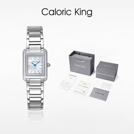 
CALORIC KING Temperature Diamond-in square watch for women's light luxury niche steel belt tank women's watch CK15915