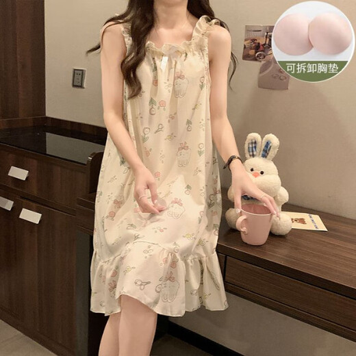 含蕊泡泡棉吊带睡裙甜美可爱胸垫可拆洗家居服 CX-5010#彩虹笑脸 180 XL