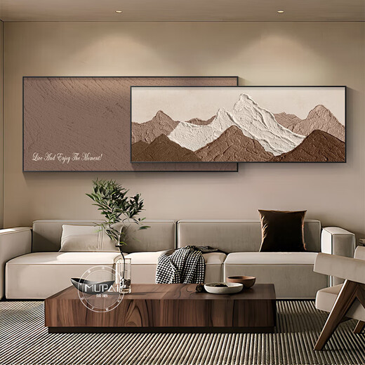 背有靠山背景沙发背有靠山客厅装饰画轻奢感沙发背景墙挂画2024 日照金山E款 33*80+26*80=叠加总长12035mm铝