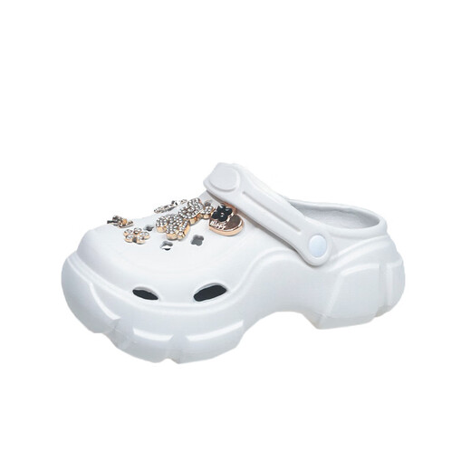 Jingpu Fei cartoon bear sandals for boys and girls anti-slip soft bottom new versatile summer hole shoes white 24 -25