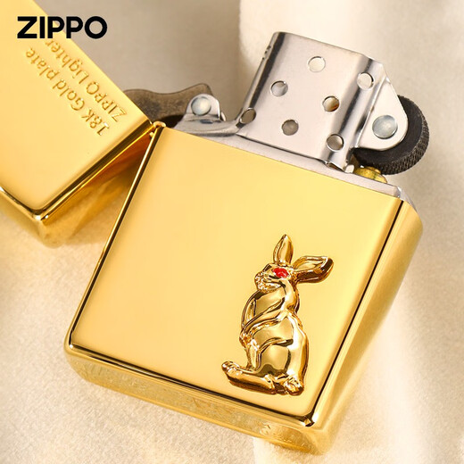 
ZIPPO EDGE lighter genuine gold-plated 18K zodiac rabbit year limited Valentine's Day gift Zhibao gift 18k gold-plated rabbit-stand-oil-free dy9902tz