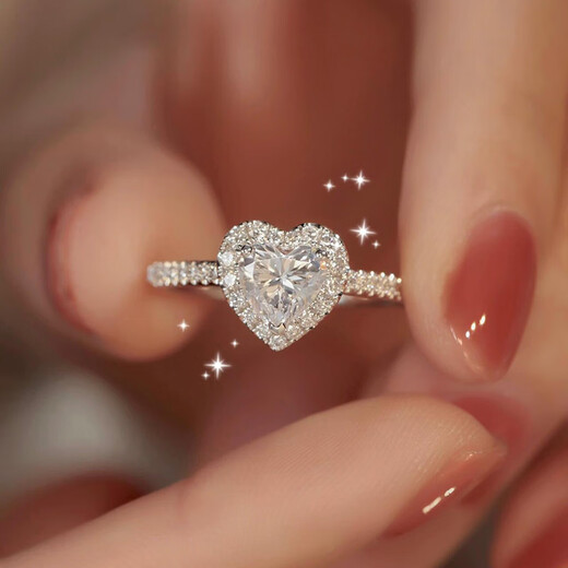 Pt950 platinum love series 1 carat moissanite diamond ring platinum ring Chinese Valentine's Day gift for girlfriend Light luxury love 1 carat live ring - adjustable