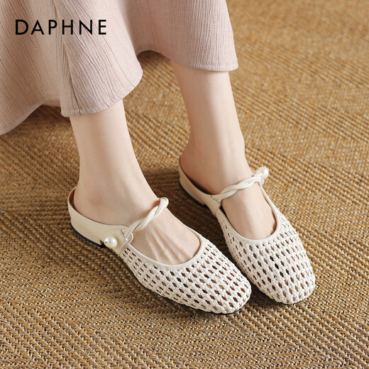 Daphnes chinesisches Valentinstag Retro Hollow Mary Jane Halbschuhe für Frauen 2025 Neuer Sommer geflochten