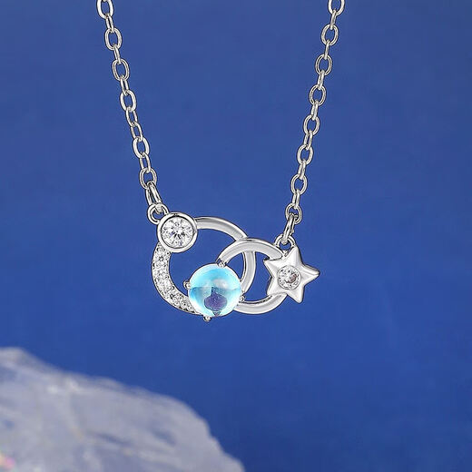 Clcey New Douze Signes du zodiaque Collier exclusif pour la petite amie Tempérament Diamond-Set Hollow Moonstone Pendant clavicule Chain Gift Q50-Libra K-1484