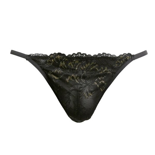 
Shiluohanduo men's underwear sexy and interesting transparent lace thin low waist thong EX04 BK-Black M