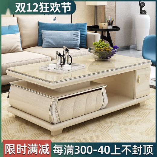 映棠大理石茶几电视柜组合套装现代简约客厅家用14070钢化玻璃茶几桌 玻璃款12米茶几包物流 组装