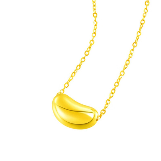 Taijufu acacia bean gold necklace women's pure gold 999 clavicle chain 5g craft gold bean transfer bead pendant new jewelry pure gold acacia bean (thin version about 0.1 g) single pendant