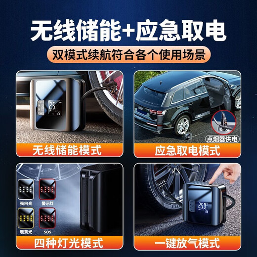 Shantou Lincun Car Wireless Air Pump Portable Car Electric Pump Tire Pressure Automatic Dual-Cylinder High-Pressure Inflator Classic Plug-in Cigarette Lighter Power Supply