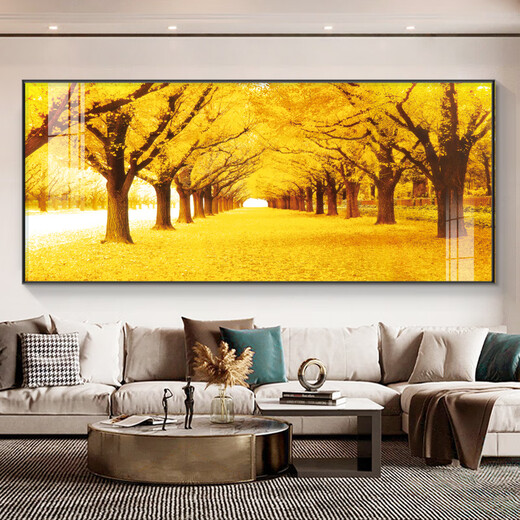 Shantoulin Village NM Gold bedeckte Wohnzimmer Hängende Gemälde moderne atmosphärische Sofa Hintergrund Wanddekoration Malerei Golden Avenue Landschaft Ölmalerei