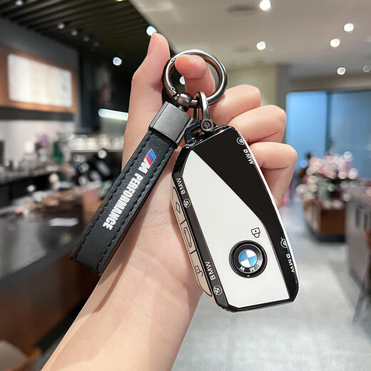 2024款宝马x5钥匙套新x1车7系740男x7 x6壳五5系25七系23包24扣i5 G款-象牙白【车标款】木纹白车标