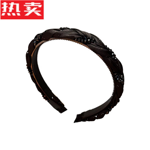 SNQP rhinestone high-end exquisite high skull headband for women 2025 new style headband style face wash hairpin headwear A2-4-3 black rhinestone twist headband