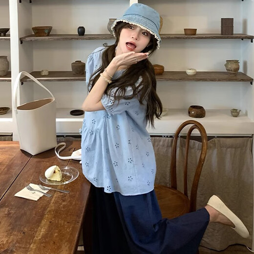 Jingqi (Joyncleon) Mutterschaftsanzug Sommer neuer Stil loser und High-End-Mutterschaftsanzug Sommer-Mutterschaftshose kurzärärmiges Top für Frauen-Aprikosen-Top [Single Piece] L.