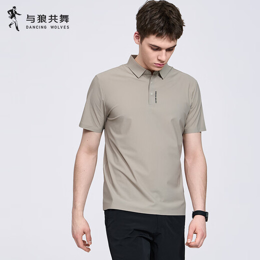 
Dancing with the wolf [high elastic and quick drying] lapel short-sleeved T-shirt for men 2025 summer new business casual breathable POLO shirt 6105 khaki 701 M (170)