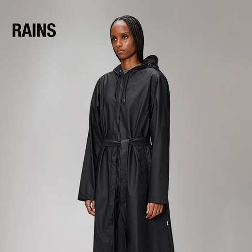 Rains春季长款夹克外套时尚风衣雨衣A-line Jacket Longer/12040 黑色 XS 160/76A （尺码偏大）