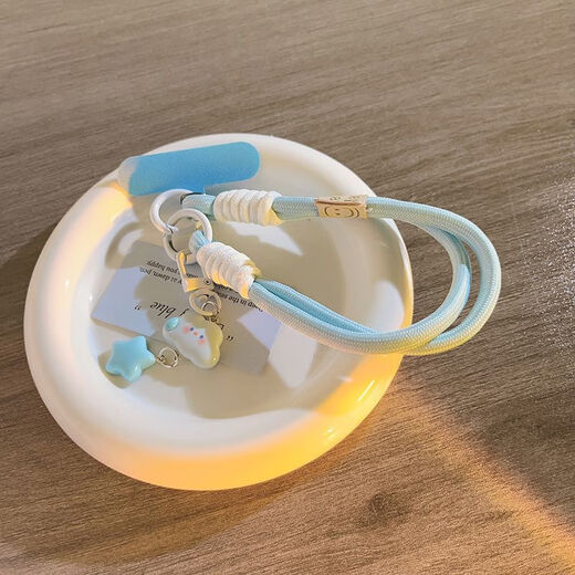 优米帕ins无语云朵星星手机壳挂绳腕带短款手机相机挂链挂件钥匙扣通用 白色无语云朵星+653标+天蓝小夹片