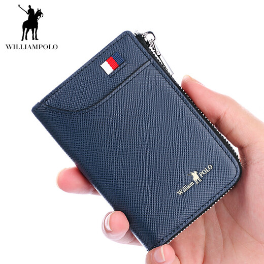 Williampolo Kaiser Paul Card Bag Herren neuer Lederkartenbeutel Brieftasche mit großer Kapazität Access Control Card Hülle Multi-Card-Kartenbeutel 9 Karten-Schwarze Kreuzmuster