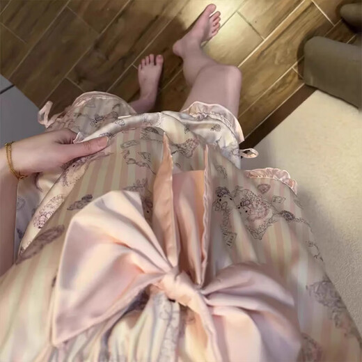 Mengluan Bingsi Short Sleeve Shorts Pajamas for Women in Summer 2025 New Cute Cartoon Bow Set Can Be Used Outdoor Home Clothing 13559 Lace Kitty M