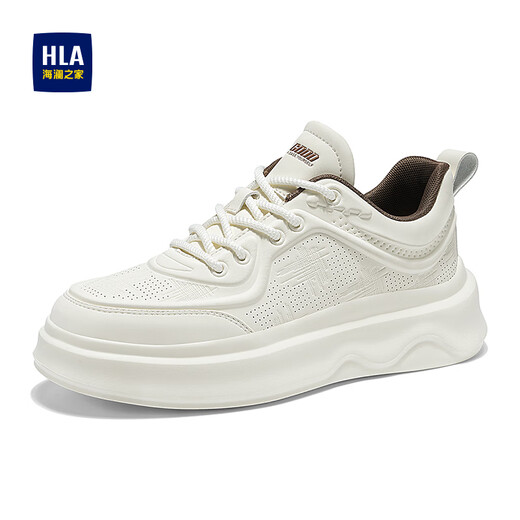 HaiLan Home (HLA) men's shoes summer 2025 new casual board shoes anti-odor and breathable white shoes lightweight non-slip high-rise shoes men's white-breathable punching 42